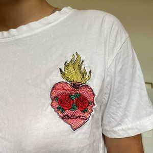 White T With Heart